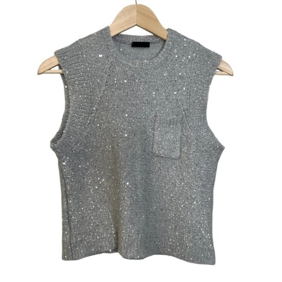 ATM Sweaters - ATM Anthony Thomas Melillo Sequin Sweater Size Medium Gray Alpaca Wool Blend